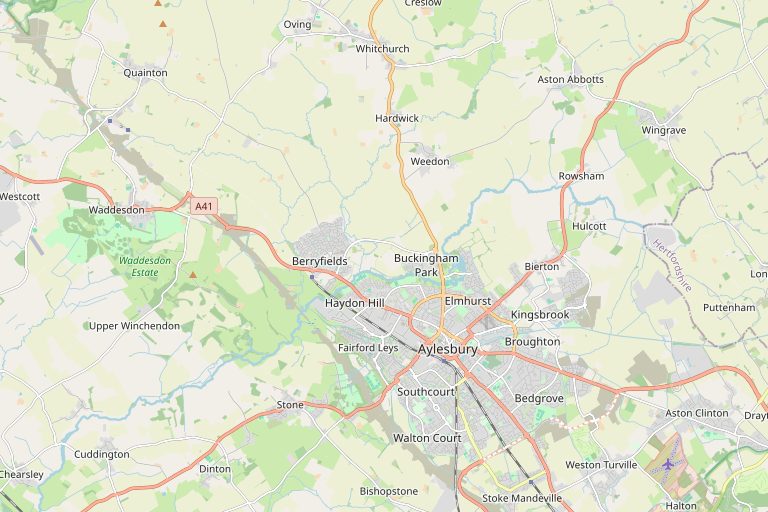 Map of Aylesbury and the surrounding area