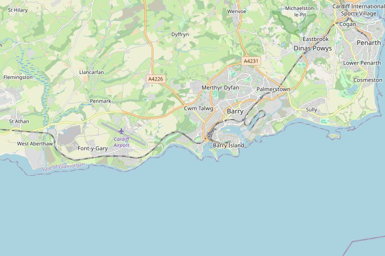 Map of Barry and the surrounding area