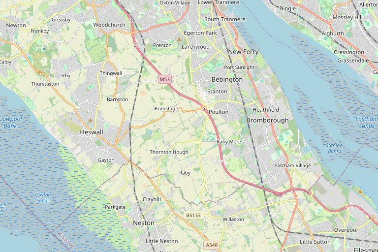 Map of Bebington and the surrounding area