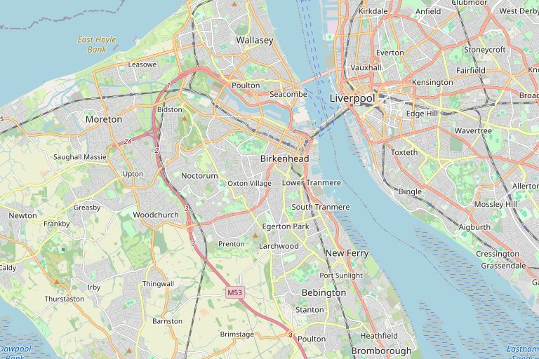 Map of Birkenhead and the surrounding area