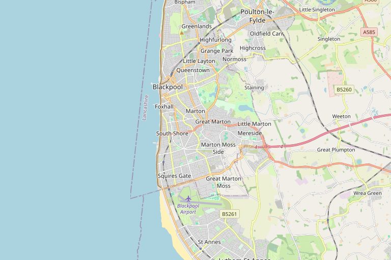 Map of Blackpool and the surrounding area