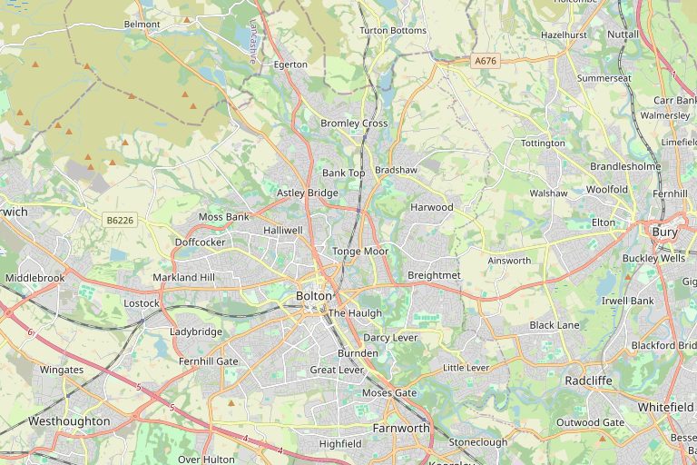 Map of Bolton and the surrounding area