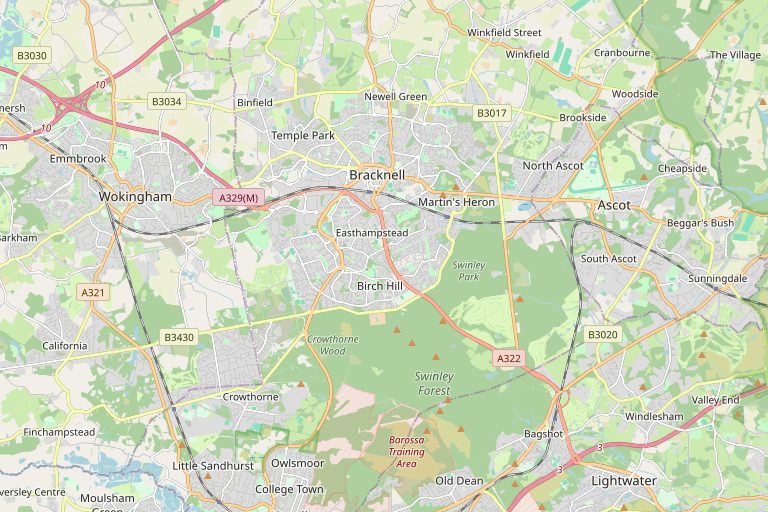 Map of Bracknell and the surrounding area