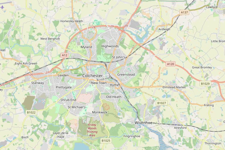 Map of Colchester and the surrounding area