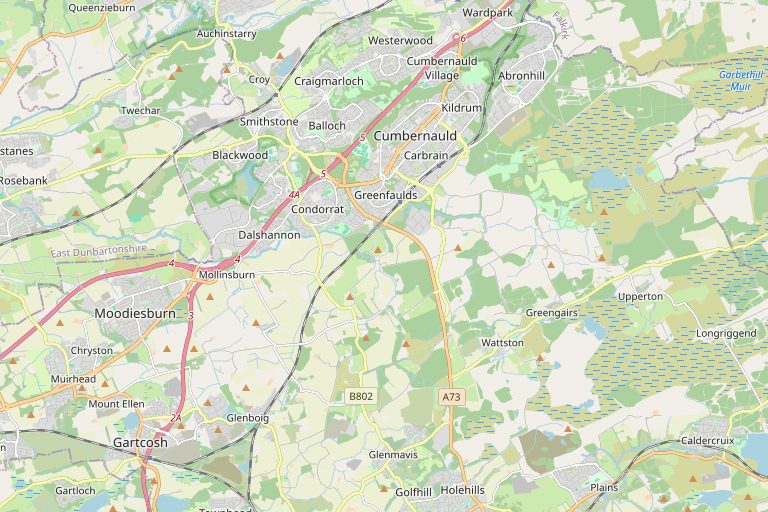 Map of Cumbernauld and the surrounding area