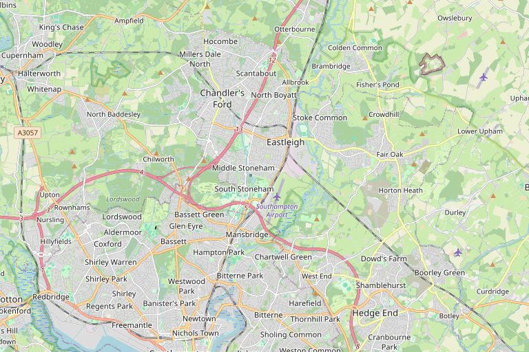 Map of Eastleigh and the surrounding area