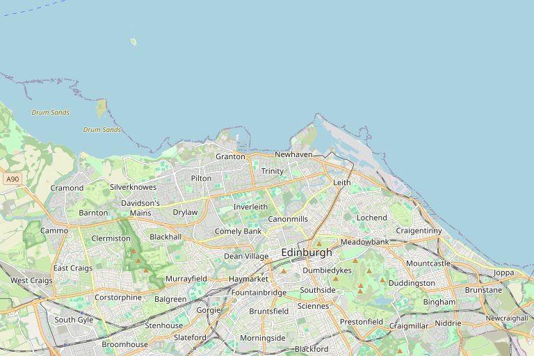 Map of Edinburgh and the surrounding area