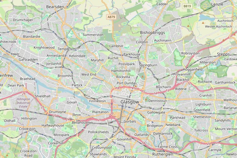 Map of Glasgow and the surrounding area