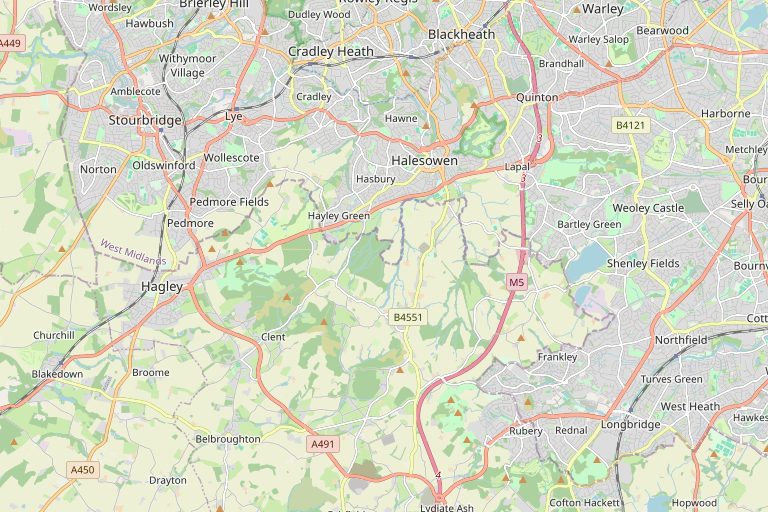 Map of Halesowen and the surrounding area