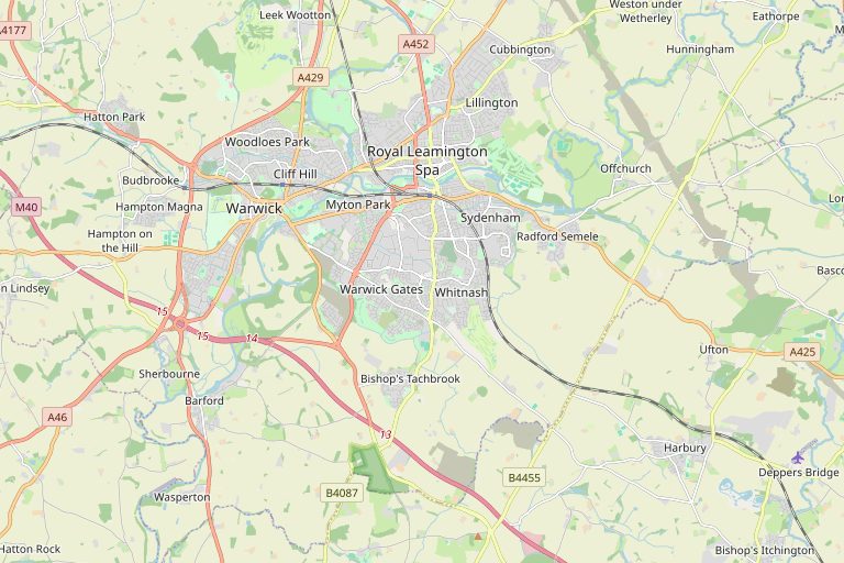 Map of Leamington Spa and the surrounding area