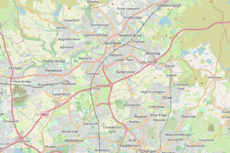 Map of Rochdale and the surrounding area