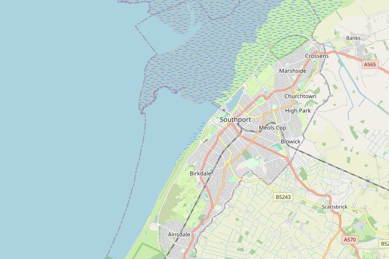 Map of Southport and the surrounding area