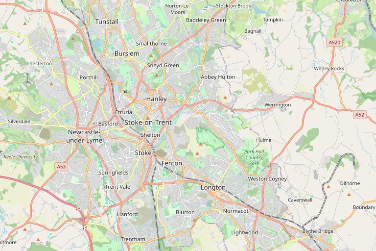 Map of Stoke-on-Trent and the surrounding area