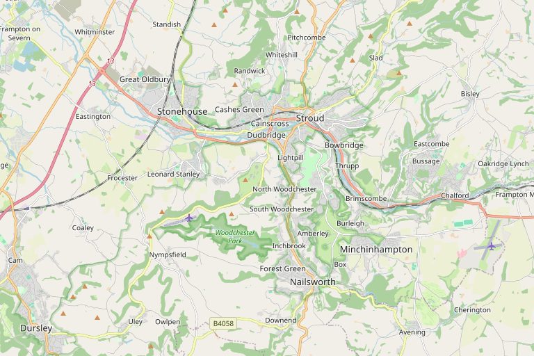 Map of Stroud and the surrounding area