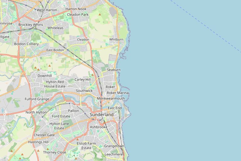 Map of Sunderland and the surrounding area