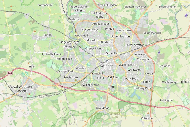 Map of Swindon and the surrounding area