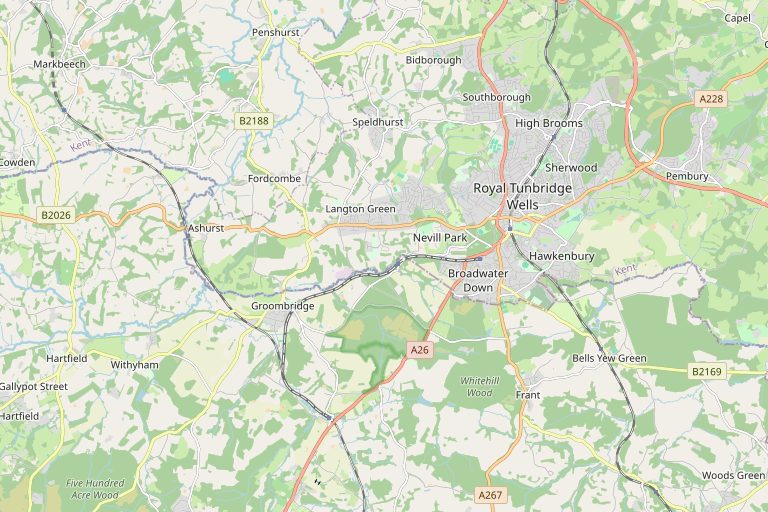 Map of Tunbridge Wells and the surrounding area