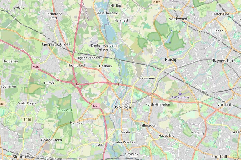 Map of Uxbridge and the surrounding area