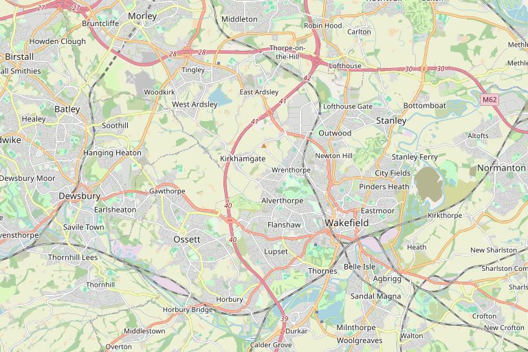 Map of Wakefield and the surrounding area