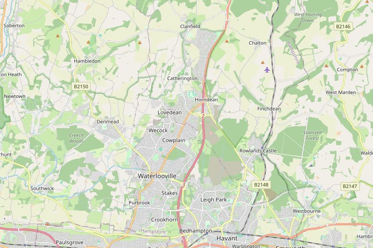 Map of Waterlooville and the surrounding area