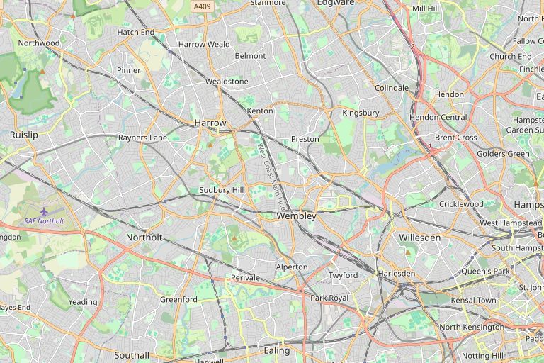 Map of Wembley and the surrounding area