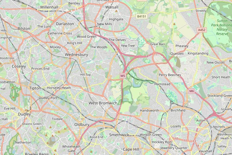 Map of West Bromwich and the surrounding area