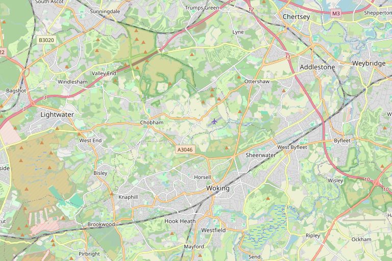 Map of Woking and the surrounding area