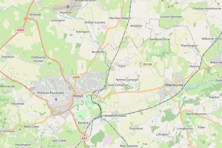 Map of Yeovil and the surrounding area